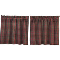 Thumbnail for Tartan Red Plaid Tier Curtain Set of 2 L24xW36 - The Fox Decor