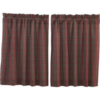 Thumbnail for Tartan Red Plaid Tier Curtain Set of 2 L36xW36 - The Fox Decor
