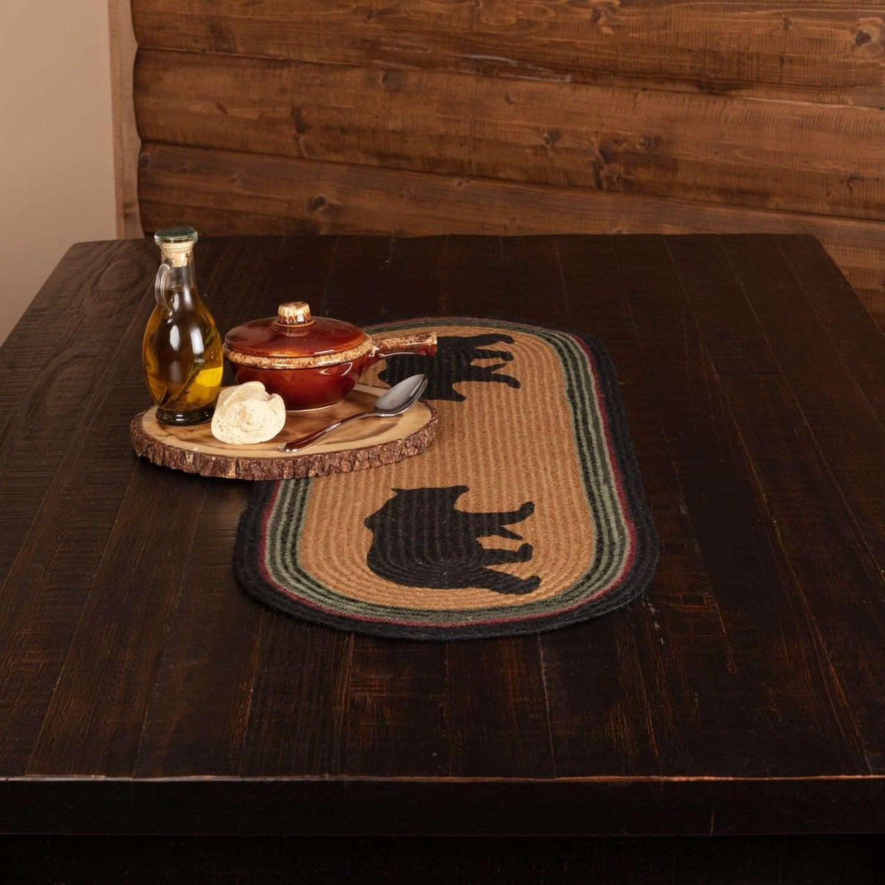 Wyatt Stenciled Bear Jute Runner Oval 13x36 VHC Brands - The Fox Decor
