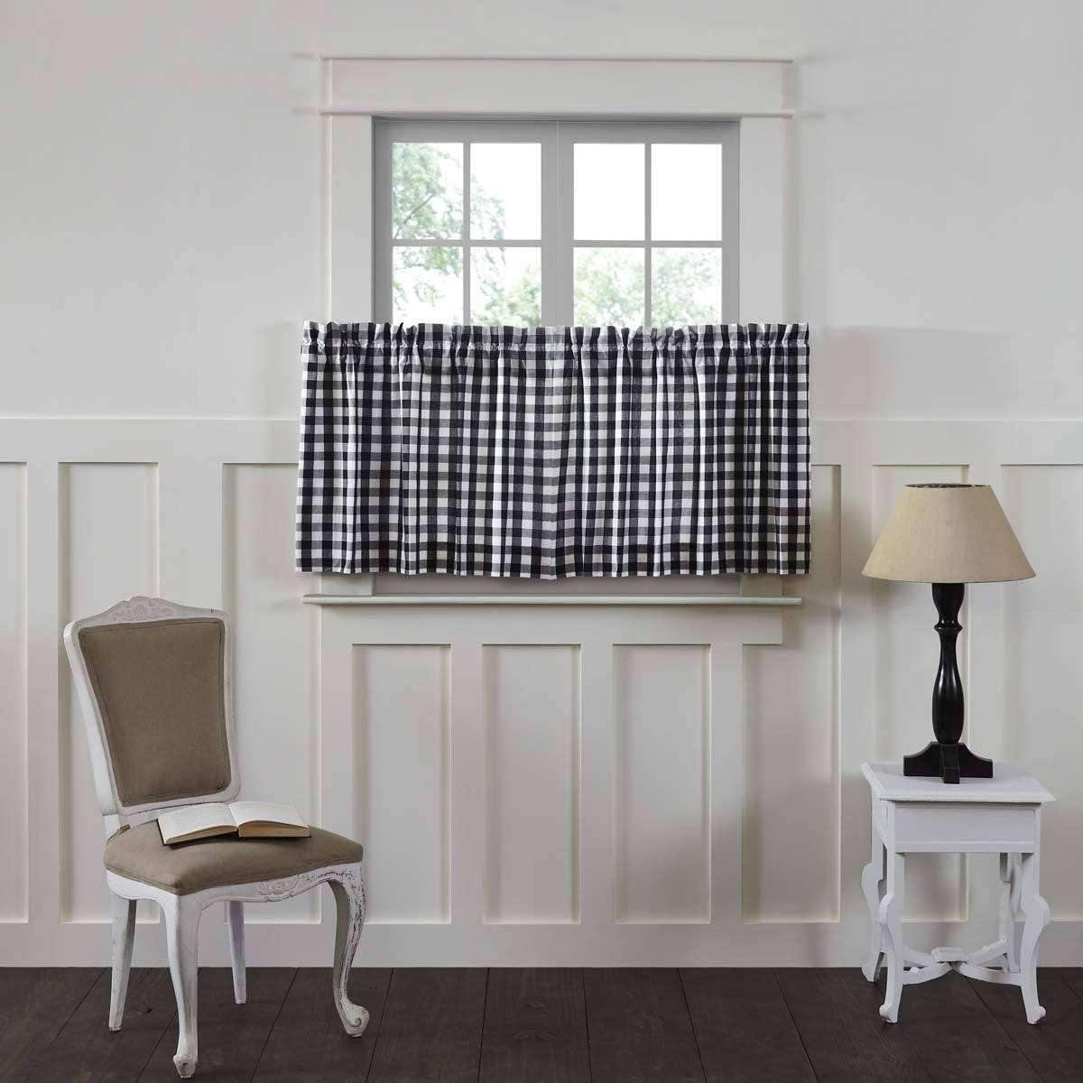 Annie Buffalo Black Check Tier Curtain Set of 2 L24xW36 - The Fox Decor