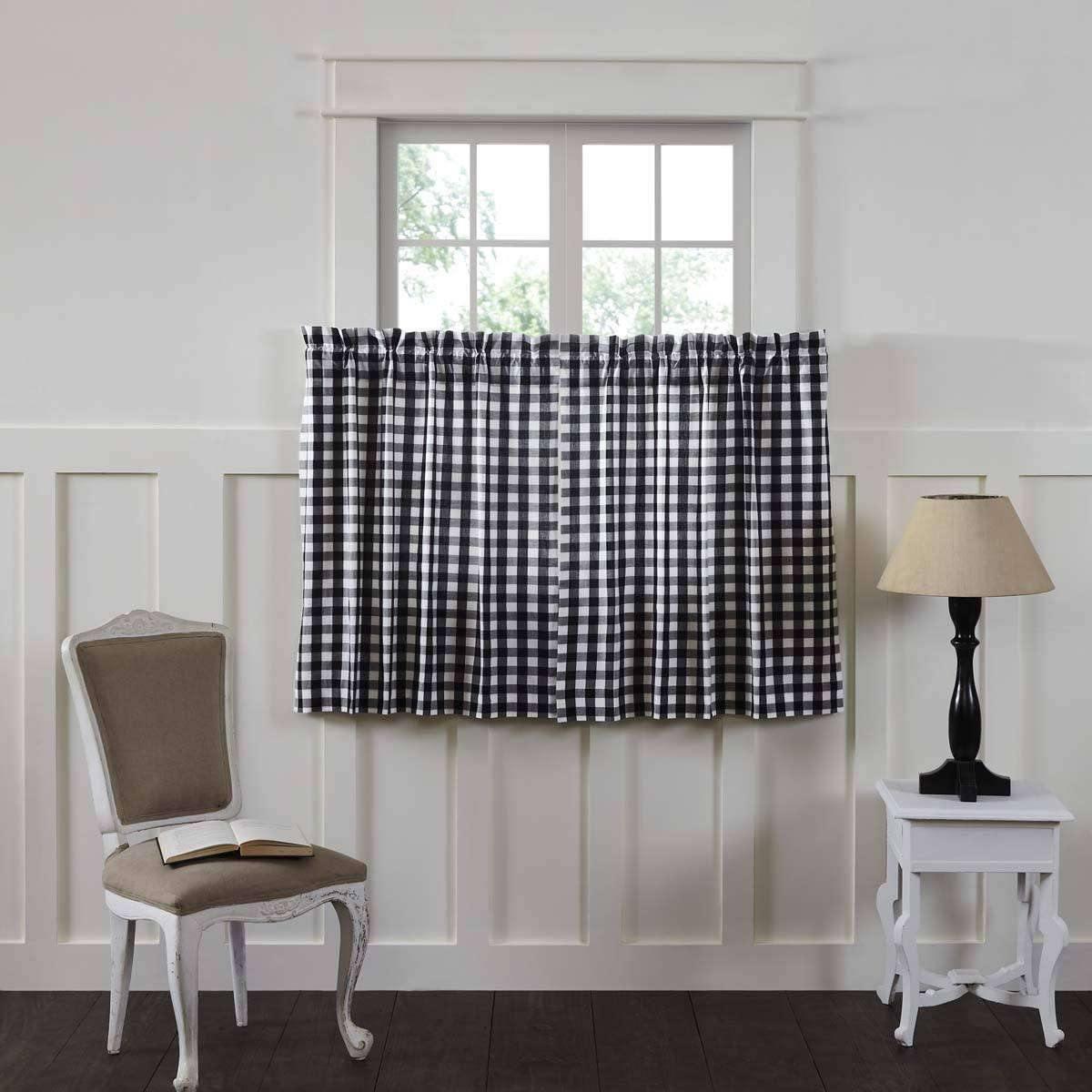 Annie Buffalo Black Check Tier Curtain Set of 2 L36xW36 - The Fox Decor