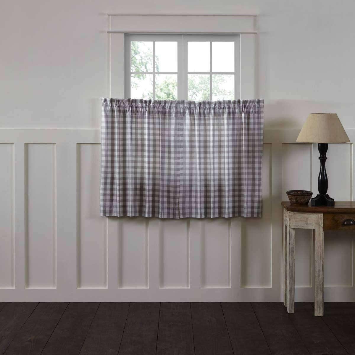 Annie Buffalo Grey Check Tier Curtain Set of 2 L36xW36 - The Fox Decor