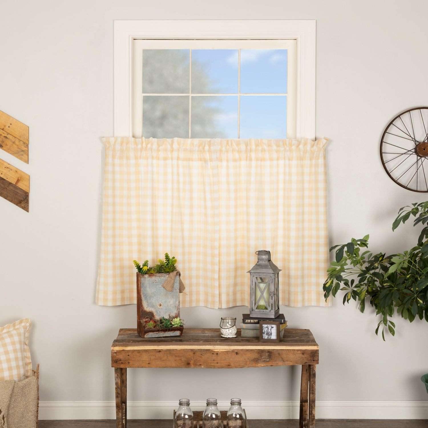 Annie Buffalo Tan Check Tier Curtain Set of 2 L36xW36 - The Fox Decor