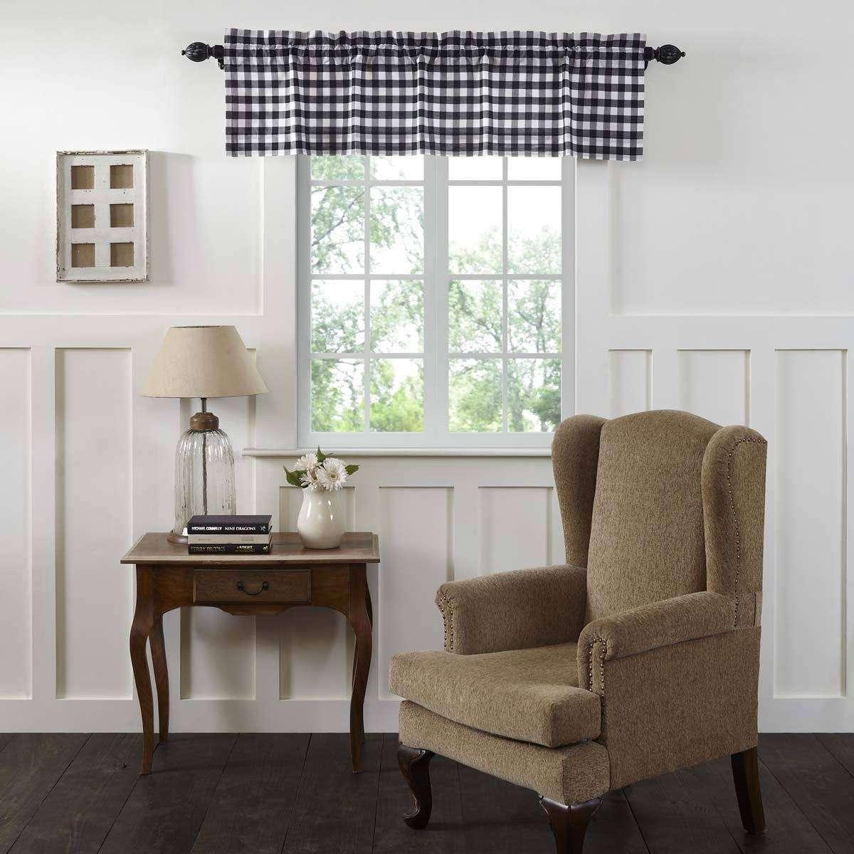 Annie Buffalo Check Valance Curtain Black, Grey, Red, Tan - The Fox Decor