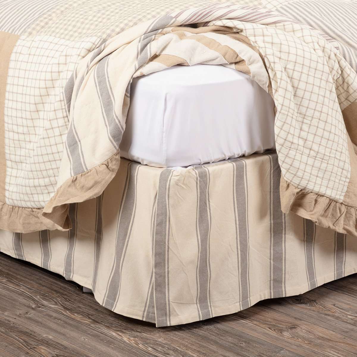 Grace Bed Skirts Creme, Nickel Grey VHC Brands - The Fox Decor