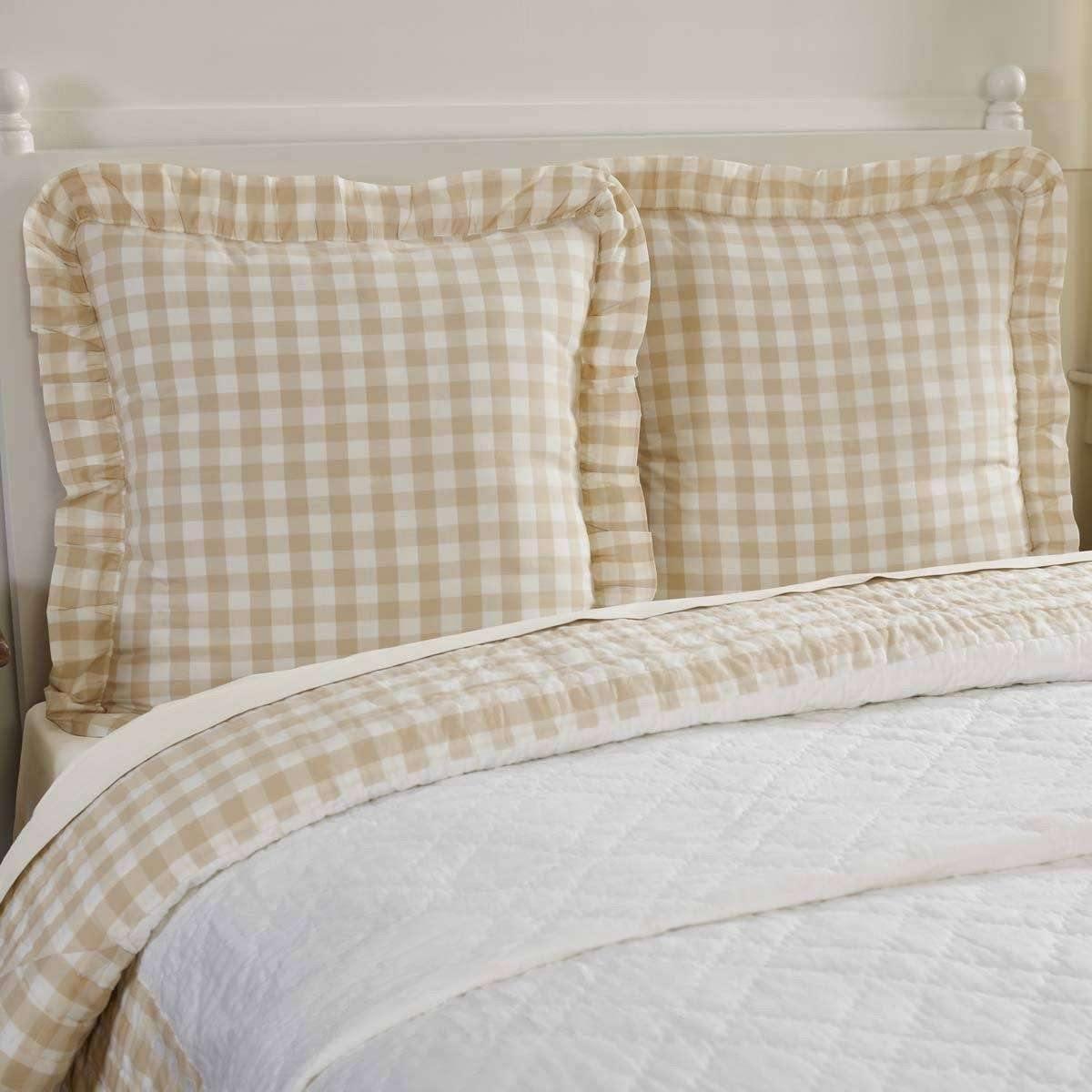 Annie Buffalo Tan Check Fabric Euro Sham 26x26 VHC Brands