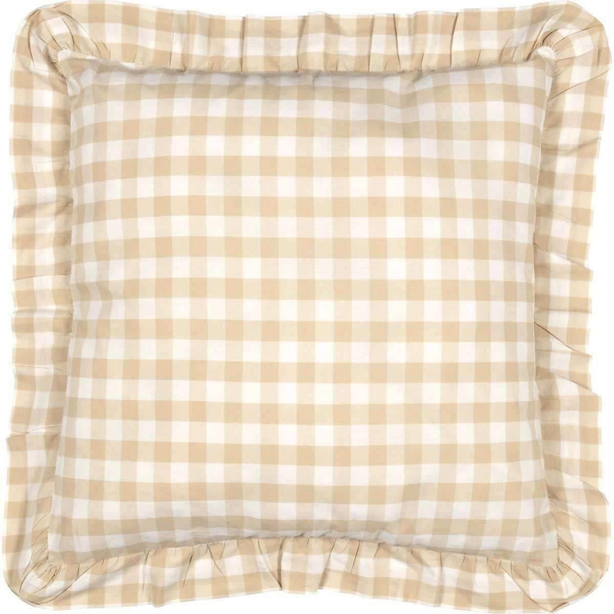 Annie Buffalo Tan Check Fabric Euro Sham 26x26 VHC Brands front