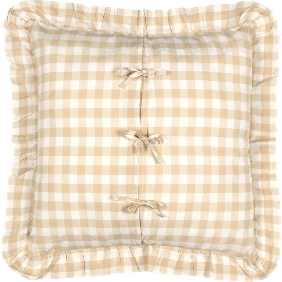 Annie Buffalo Tan Check Fabric Euro Sham 26x26 VHC Brands back