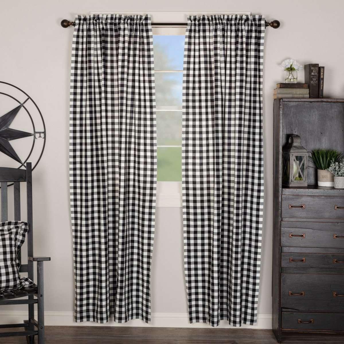 Annie Buffalo Black/Grey/Red/Tan Check Panel Curtain Set of 2 84x40 - The Fox Decor