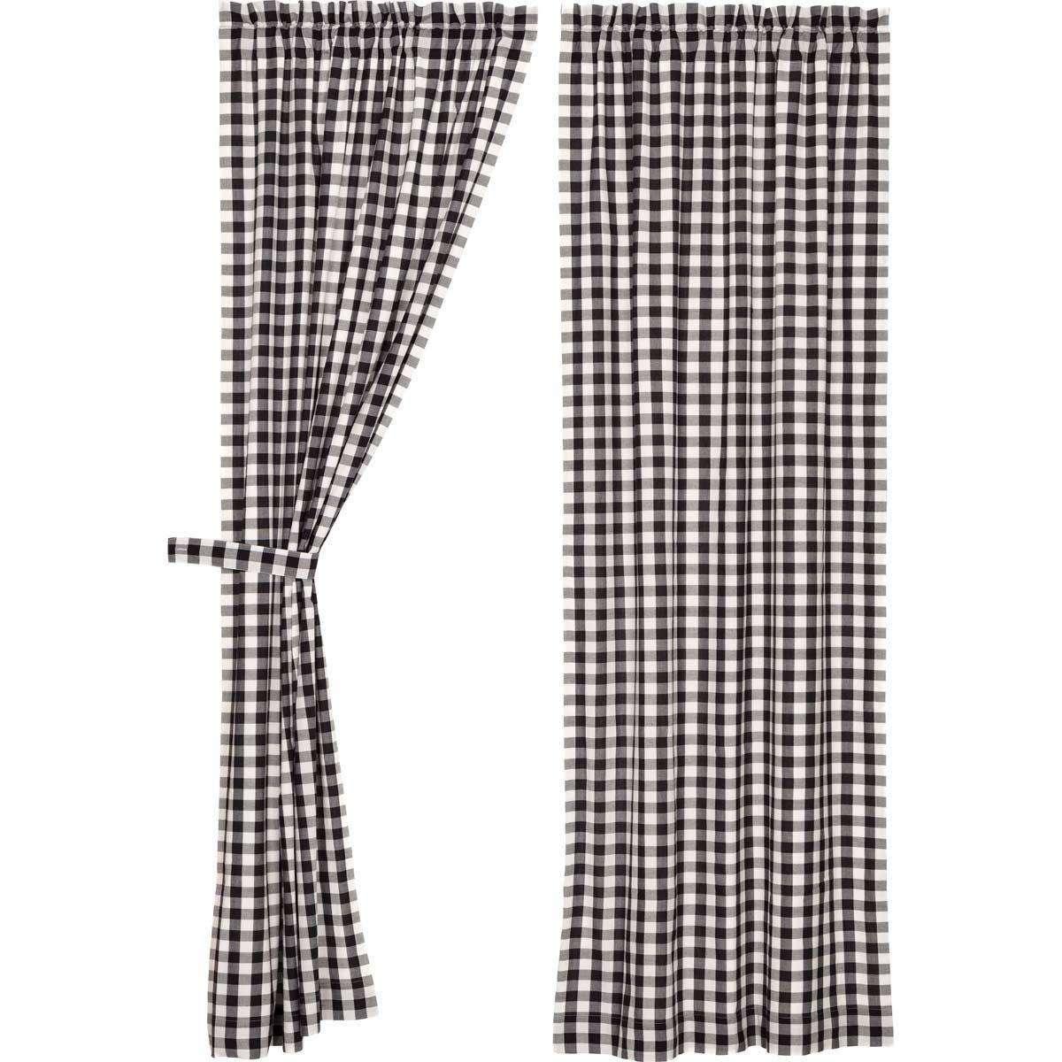 Annie Buffalo Black/Grey/Red/Tan Check Panel Curtain Set of 2 84x40 - The Fox Decor