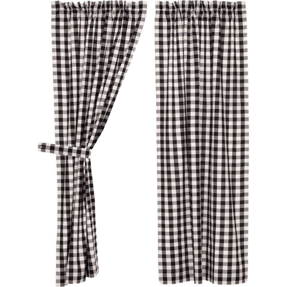 Annie Buffalo Black Check Short Panel Curtain Set of 2 63"x36" VHC Brands - The Fox Decor