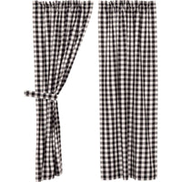 Thumbnail for Annie Buffalo Black Check Short Panel Curtain Set of 2 63