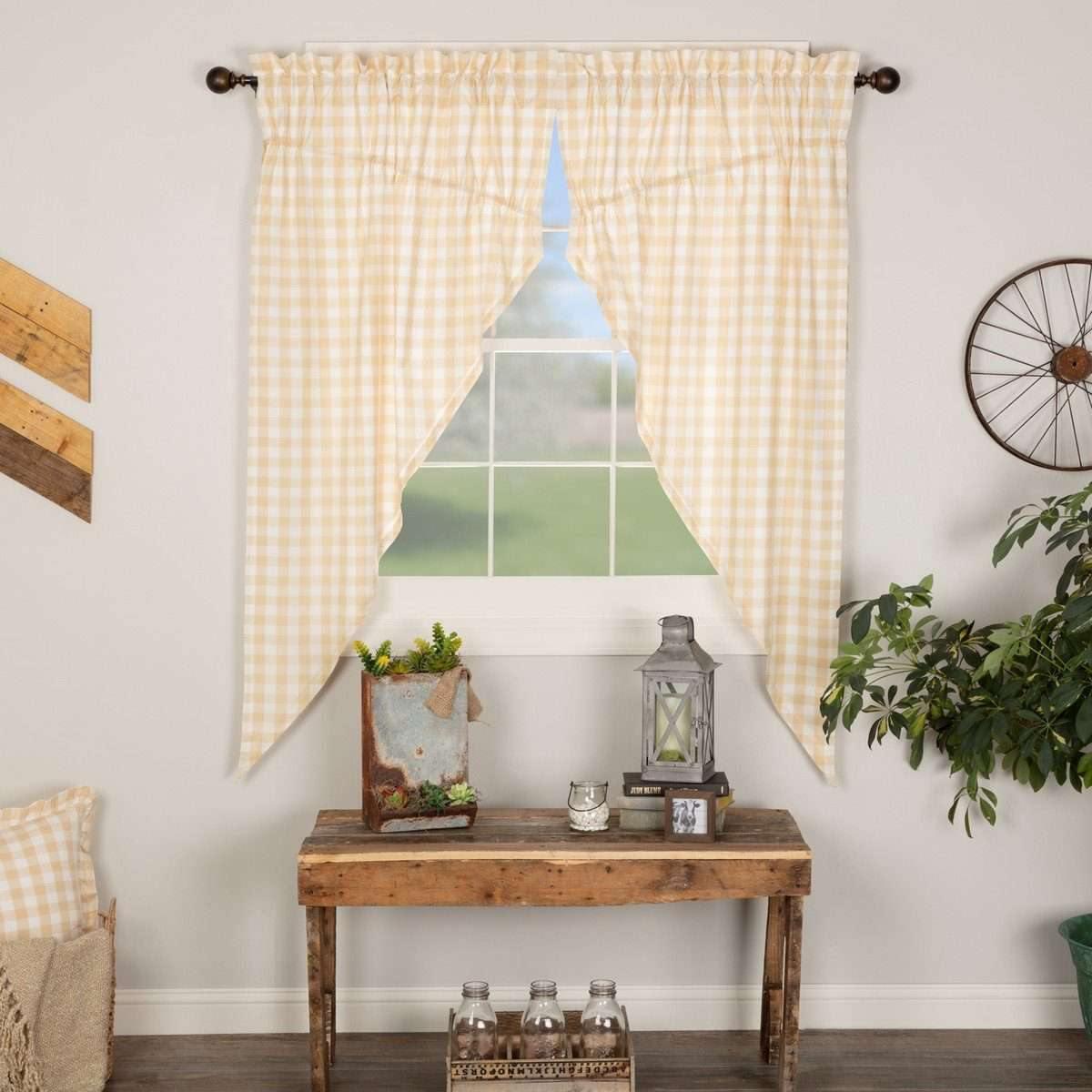 Annie Buffalo Tan Check Prairie Short Panel Set of 2 63x36x18 VHC Brands - The Fox Decor