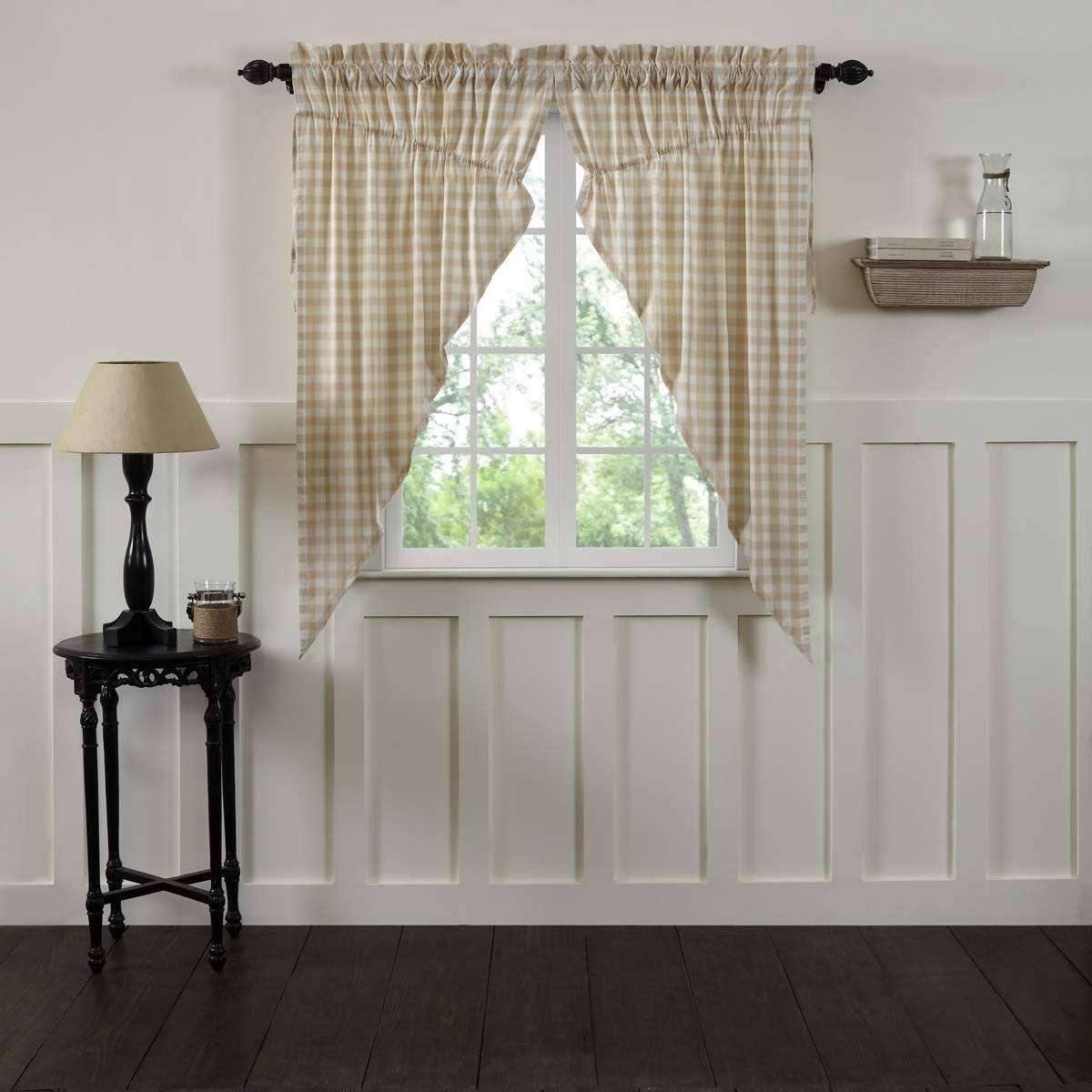 Annie Buffalo Tan Check Prairie Short Panel Set of 2 63x36x18 VHC Brands - The Fox Decor