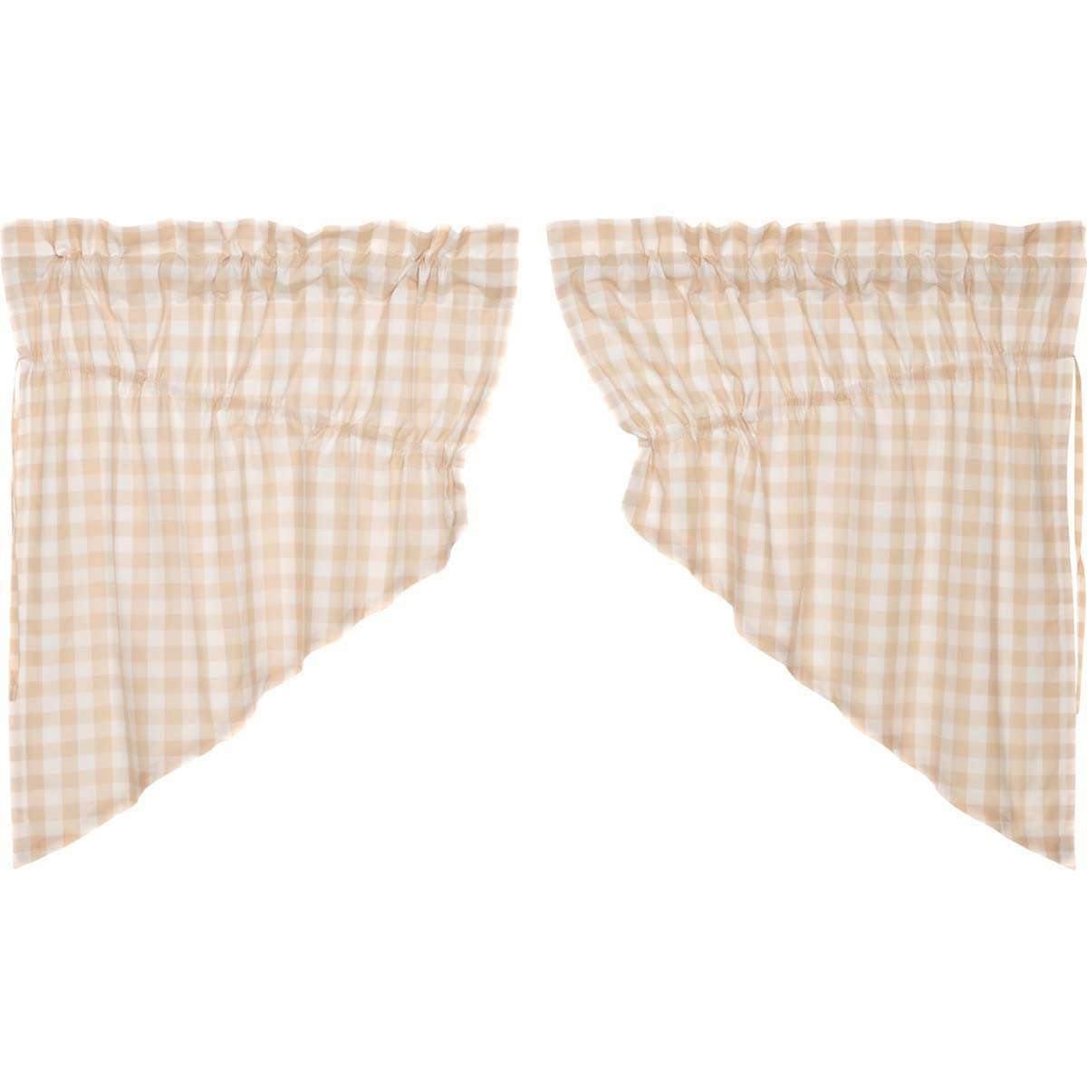 Annie Buffalo Tan Check Prairie Swag Set of 2 36x36x18 VHC Brands - The Fox Decor