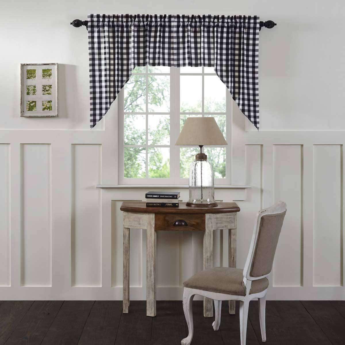 Annie Buffalo Black Check Swag Curtain Set of 2 36x36x16 - The Fox Decor