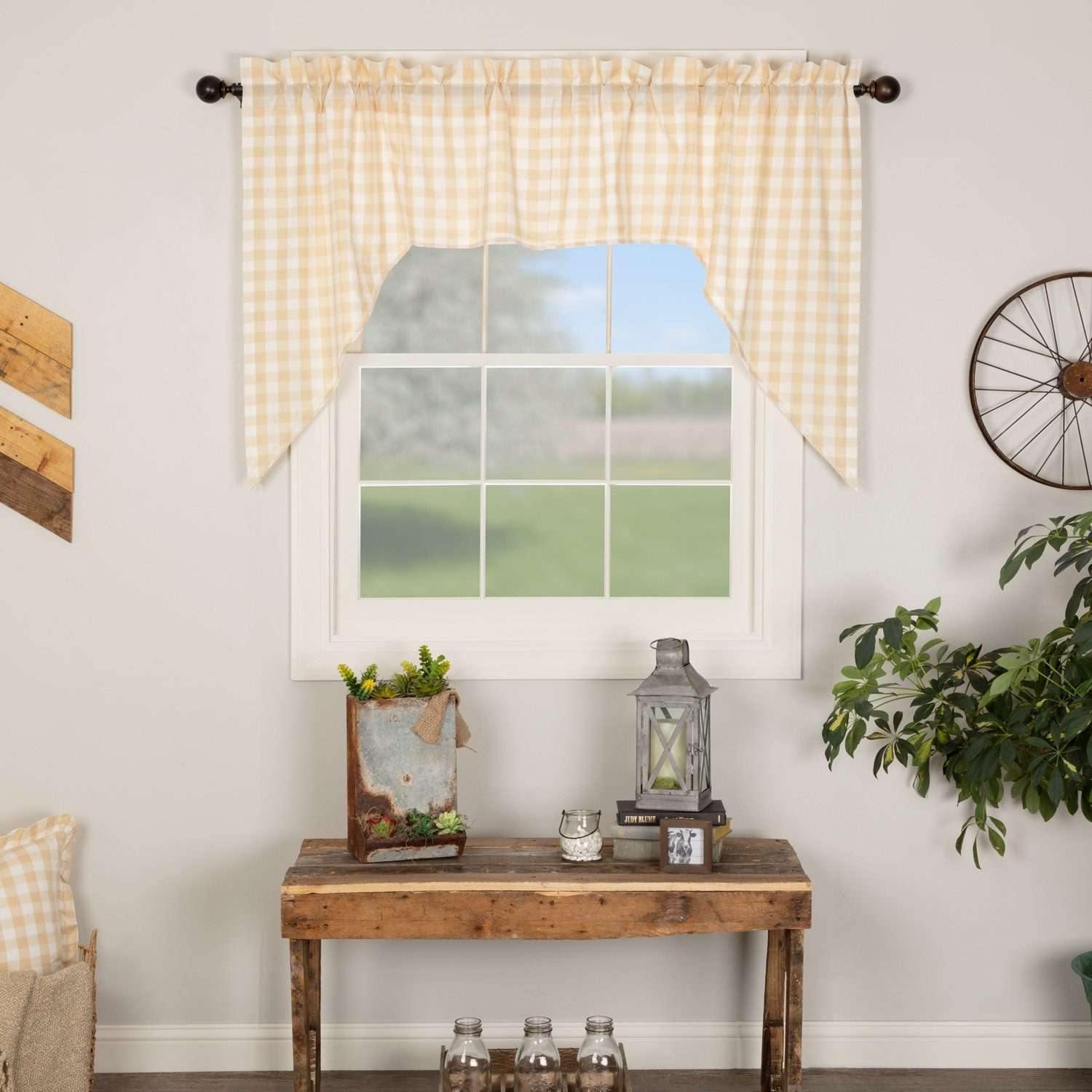 Annie Buffalo Tan Check Swag Curtain Set of 2 36x36x16 - The Fox Decor