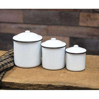 Thumbnail for 3/Set, Black Rim Enamel Canisters Farm Fresh Kitchen CWI+ 