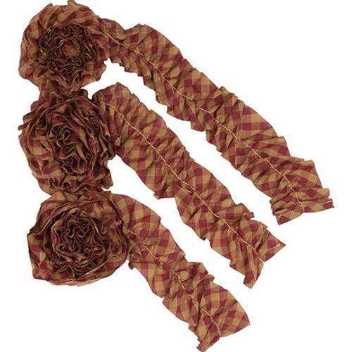 3/Set, Burgundy Check Garland, 9ft - The Fox Decor