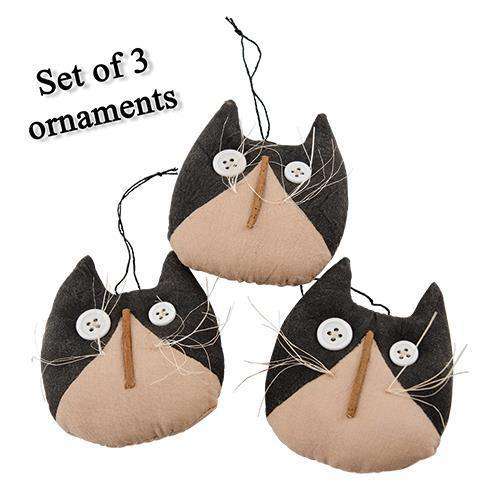 3/Set, Cat Ornaments 4" - The Fox Decor