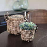 3/Set Gray Round Baskets w/ Handles - The Fox Decor