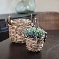Thumbnail for 3/Set Gray Round Baskets w/ Handles Baskets CWI+ 