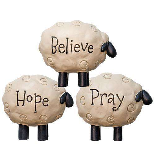 3/Set, Hope/Pray/Believe Sheep Breast Cancer Fundraiser CWI+ 