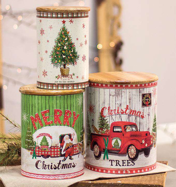 3/Set, Merry Christmas Canisters Vintage Christmas Decor CWI+ 