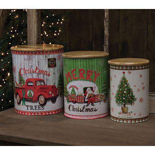 3/Set, Merry Christmas Canisters Vintage Christmas Decor CWI+ 