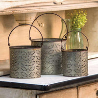 3/Set Punched Tin Buckets - The Fox Decor