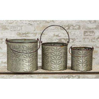 3/Set Punched Tin Buckets - The Fox Decor