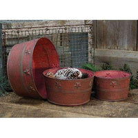 Thumbnail for 3/Set, Red Metal Bowls w/Stars - The Fox Decor