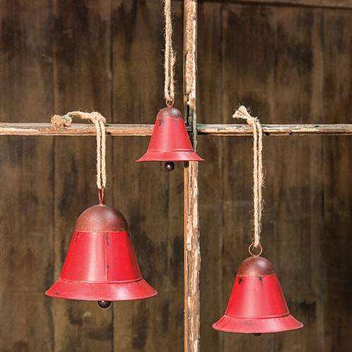 3/Set, Red Rustic Bells Christmas Bells CWI+ 