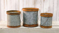 Thumbnail for 3/Set, Rusty/Galvanized Metal Canisters Buckets & Cans CWI+ 