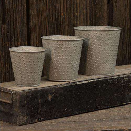3/Set, Tin Flower Pots Buckets & Cans CWI+ 