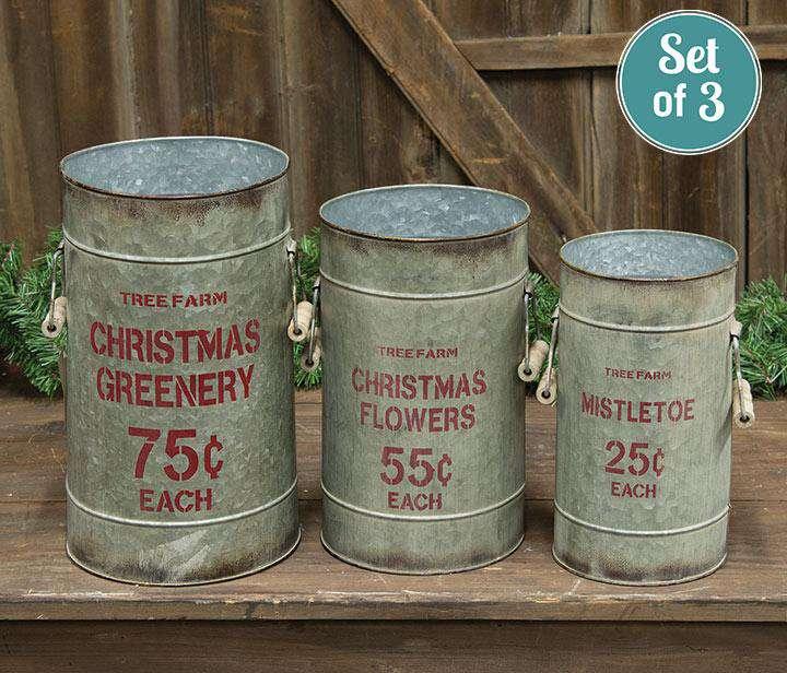 '+3/Set, Tree Farm Buckets Tabletop & Decor CWI+ 