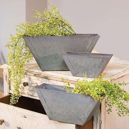3/Set Washed Galvanized Flower Boxes Containers CWI+ 