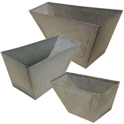 3/Set Washed Galvanized Flower Boxes - The Fox Decor