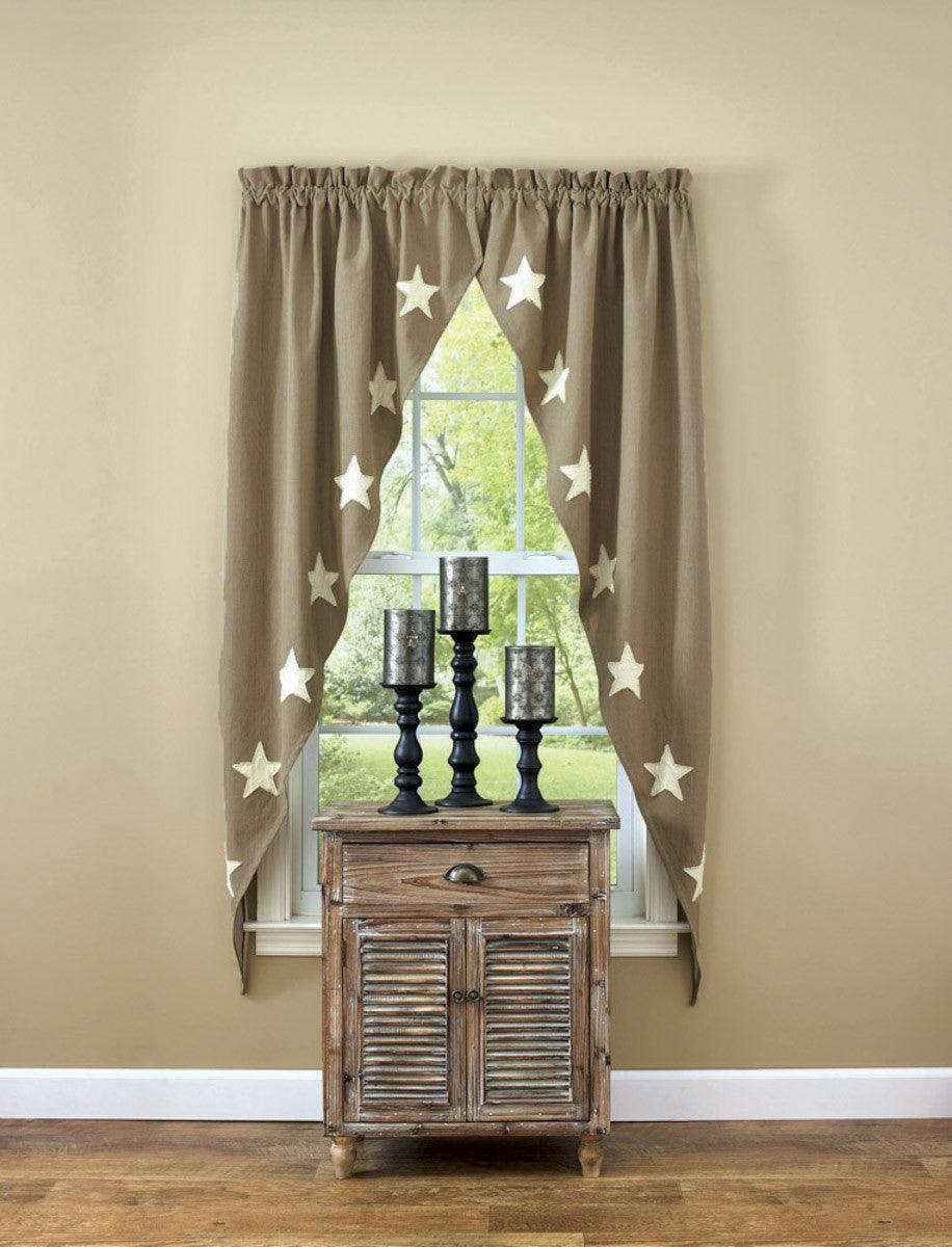 Taupe & Star Romantic Lined Window Curtain Swag Set of 2- Park Designs