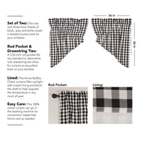 Thumbnail for Annie Buffalo Black Check Prairie Swag Set of 2 36x36x18 VHC Brands - The Fox Decor