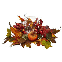 Thumbnail for Pumpkin, Gourd, Berry and Maple Leaf Artificial Arrangement Candelabrum