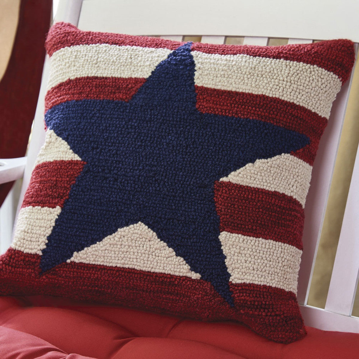 American Star Hooked Pillow Set Polyester Fill 18"x18" - Park Designs