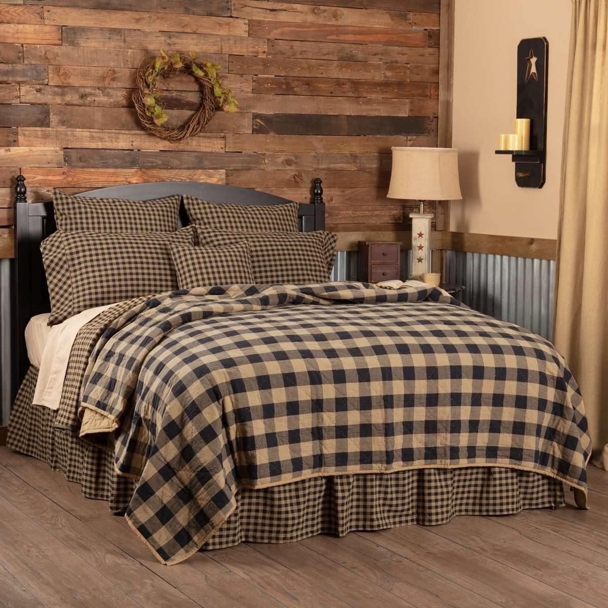 Black Check Quilt Coverlet VHC Brands - The Fox Decor