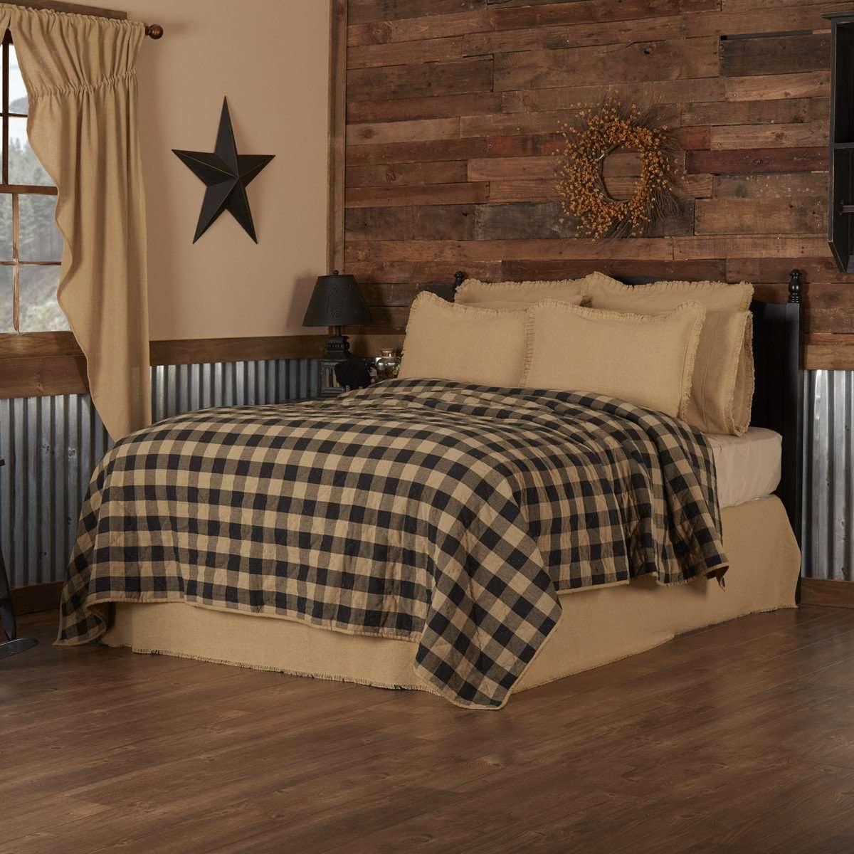 Black Check Quilt Coverlet VHC Brands - The Fox Decor