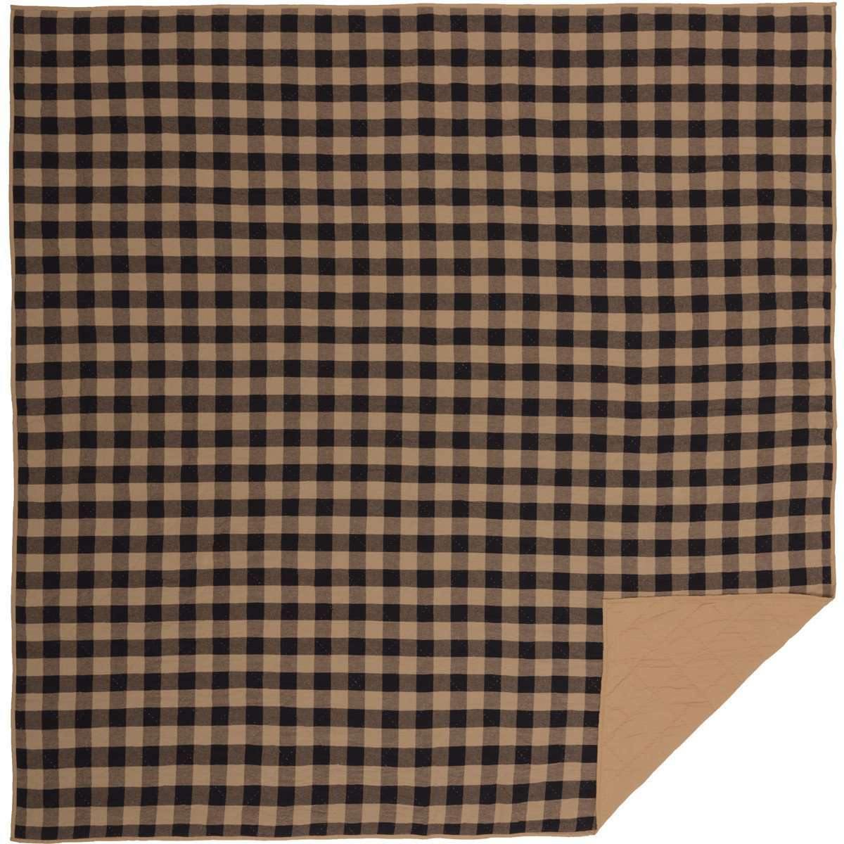Black Check Quilt Coverlet VHC Brands queen
