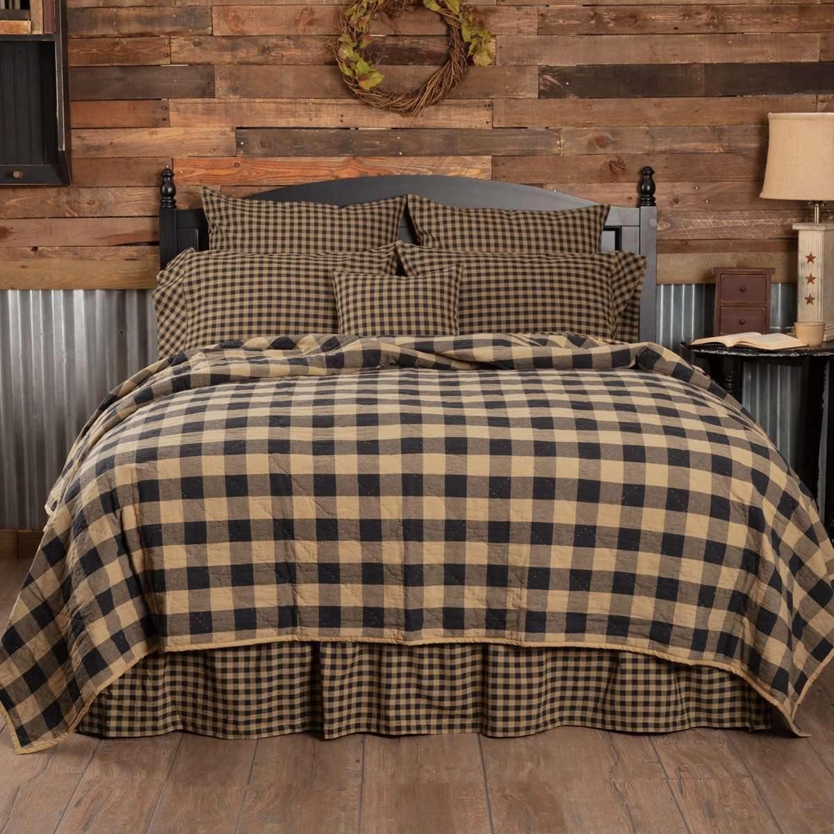 Black Check Quilt Coverlet VHC Brands - The Fox Decor