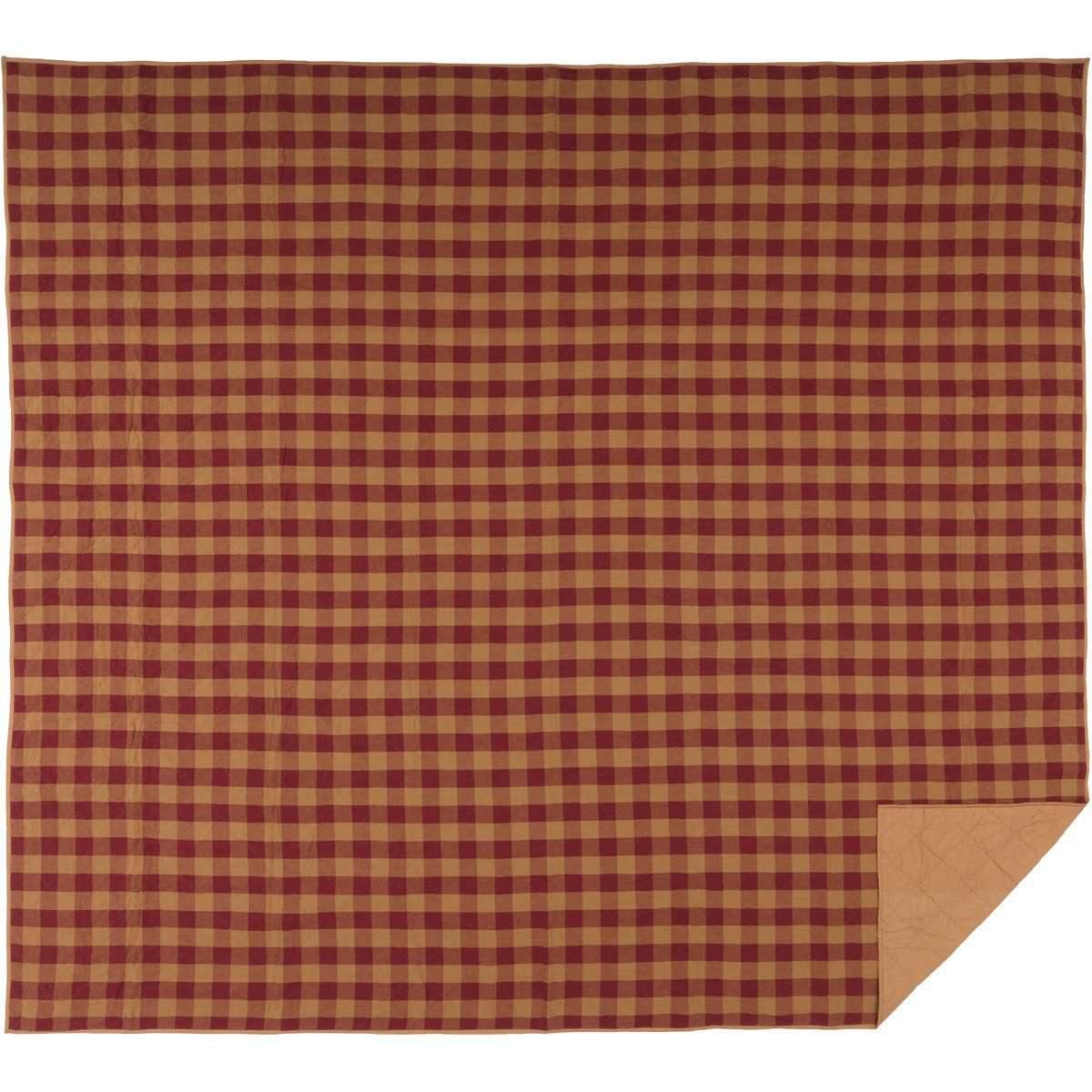Burgundy Check Quilt Coverlet VHC Brands luxury king