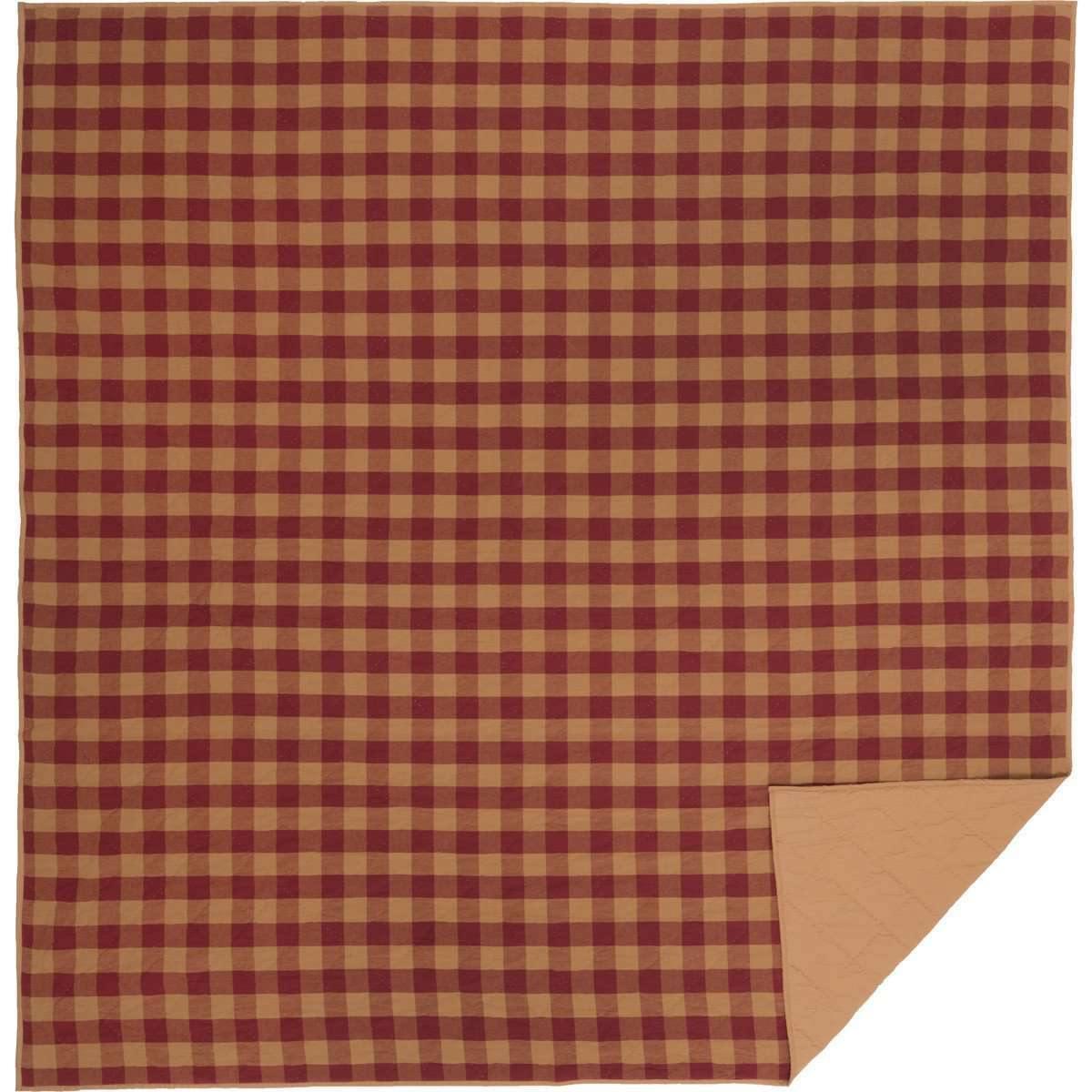 Burgundy Check Quilt Coverlet VHC Brands queen