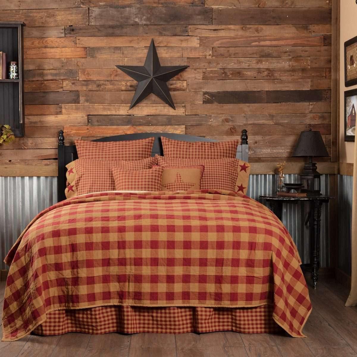 Burgundy Check Quilt Coverlet VHC Brands online