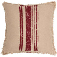 Thumbnail for Vintage Burlap Stripe Red Pillow 18x18 - The Fox Decor